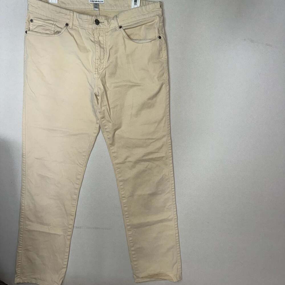 Peter Millar 5-Pocket Performance Cotton Sateen Pant in Khaki Size 35